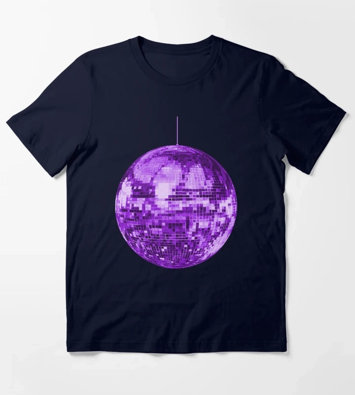 Purple Retro Disco Ball T-Shirt Navy