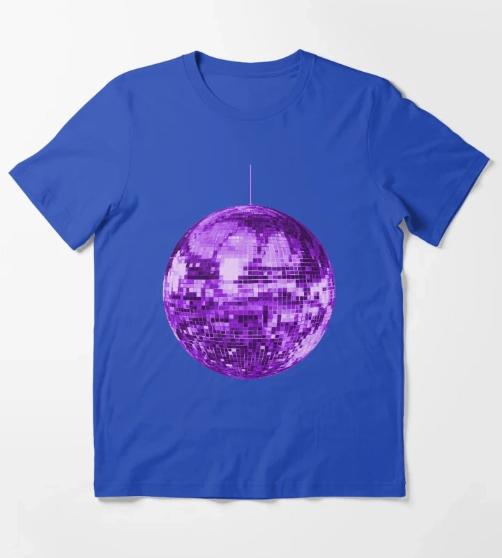 Purple Retro Disco Ball T-Shirt Blue