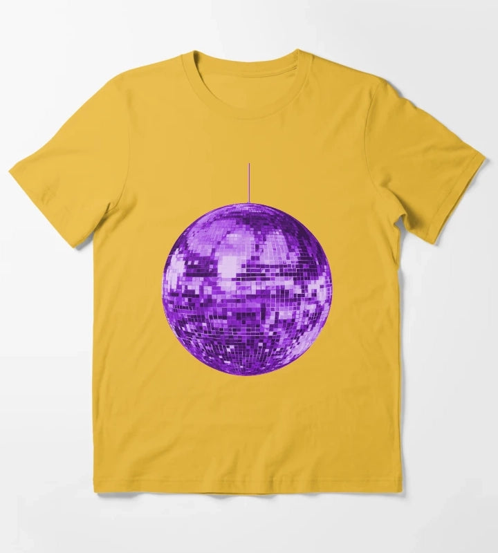 Purple Retro Disco Ball T-Shirt Yellow