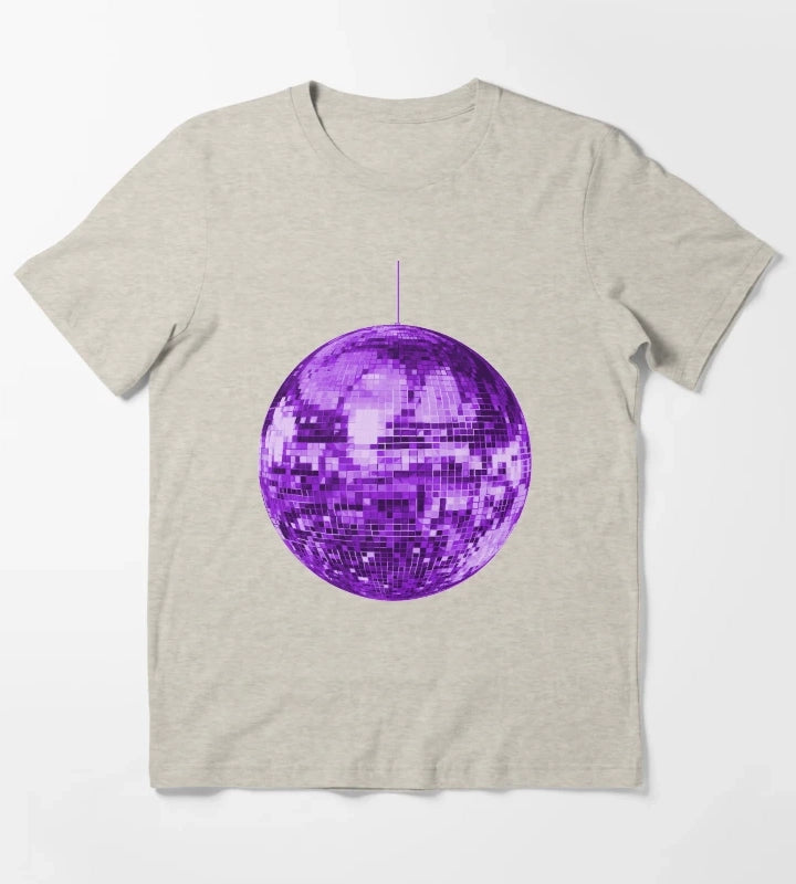 Purple Retro Disco Ball T-Shirt Cream