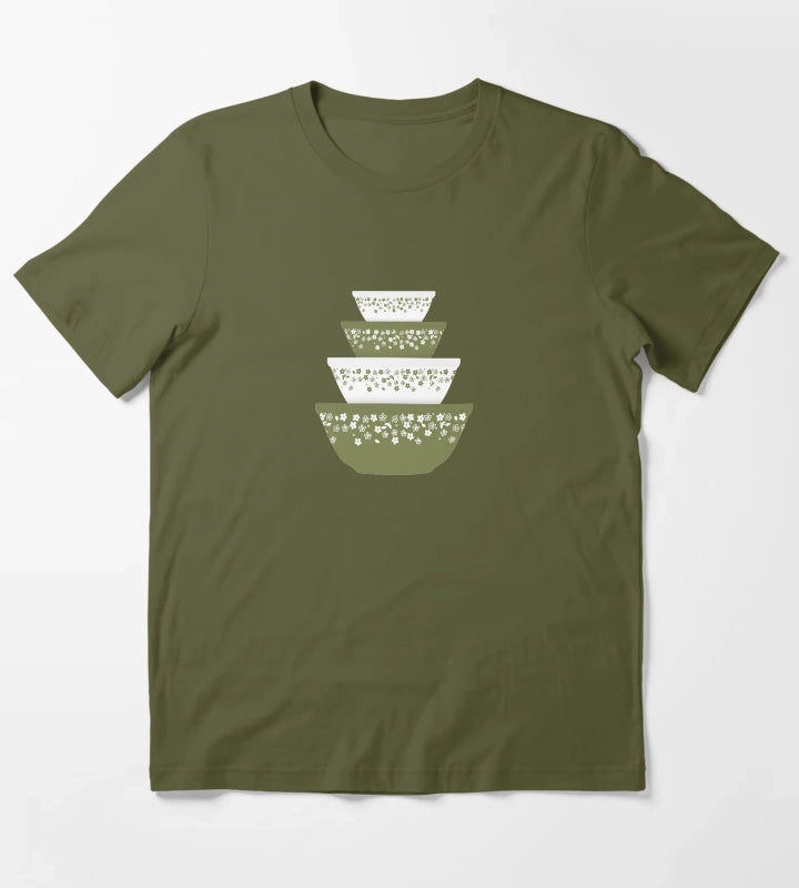 Pyrex Crazy Daisy T-Shirt Olive Green