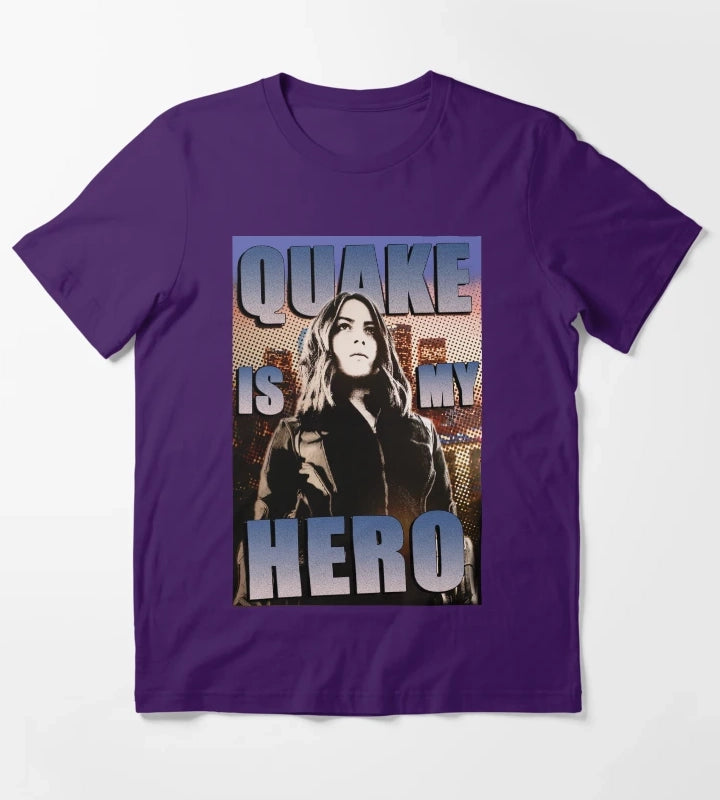 Quake Is My Hero Poster T-Shirt Purple
