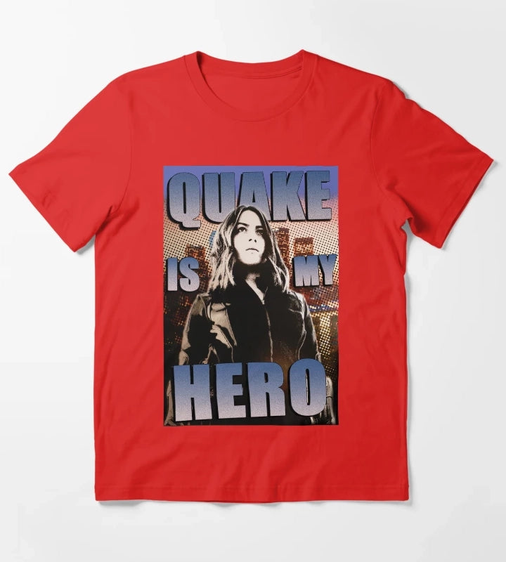 Quake Is My Hero Poster T-Shirt Red