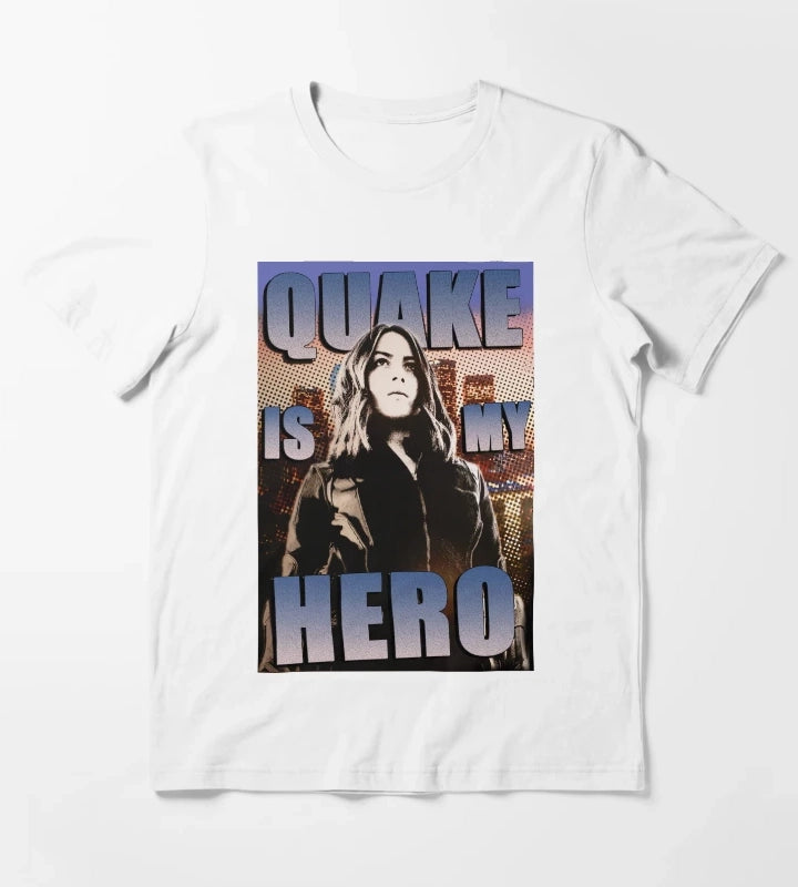 Quake Is My Hero Poster T-Shirt White