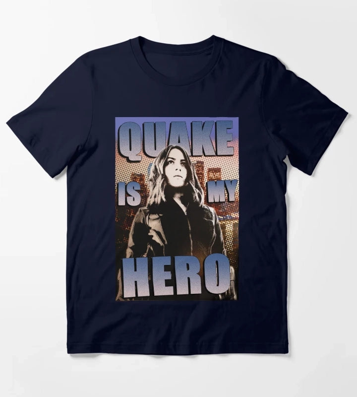 Quake Is My Hero Poster T-Shirt Navy