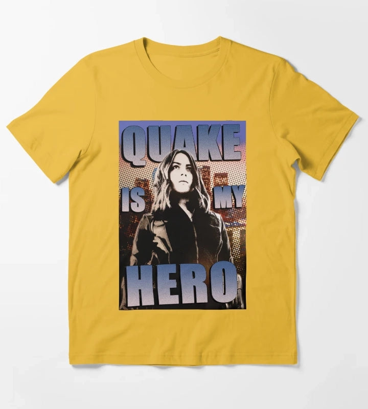 Quake Is My Hero Poster T-Shirt Yellow