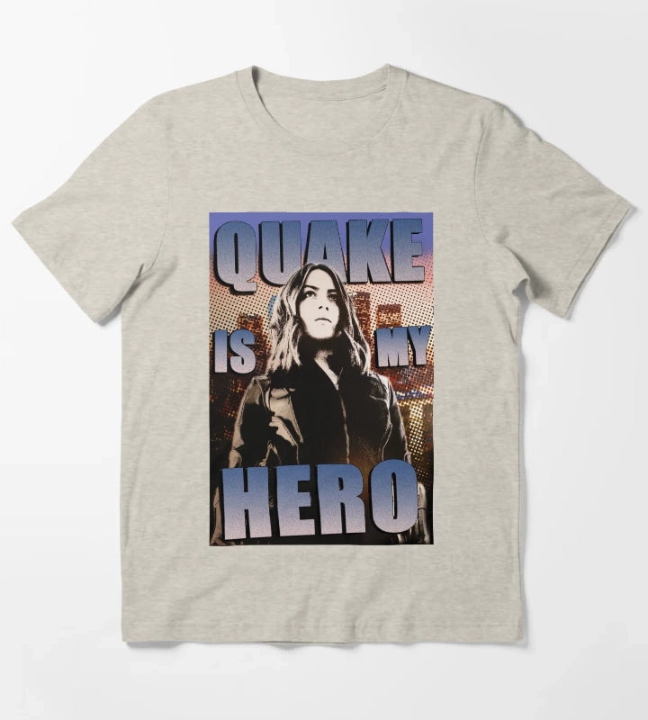 Quake Is My Hero Poster T-Shirt Cream