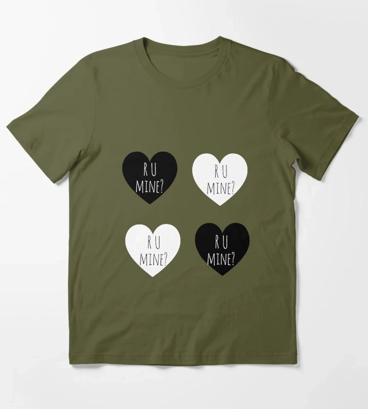 R U Mine hearts sticker pack T-Shirt Olive Green