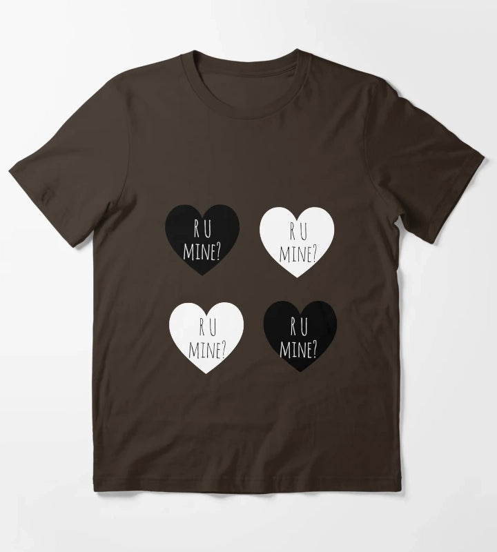 R U Mine hearts sticker pack T-Shirt Brown