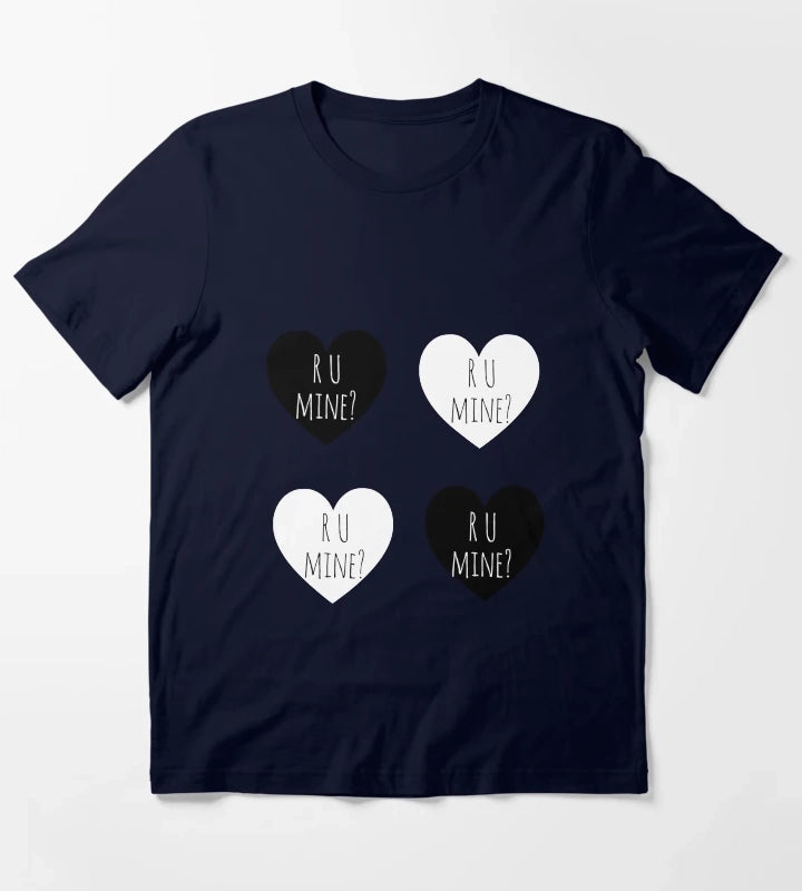 R U Mine hearts sticker pack T-Shirt Navy