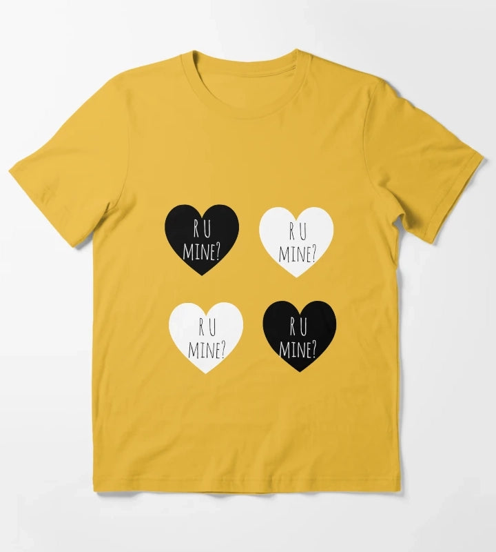 R U Mine hearts sticker pack T-Shirt Yellow