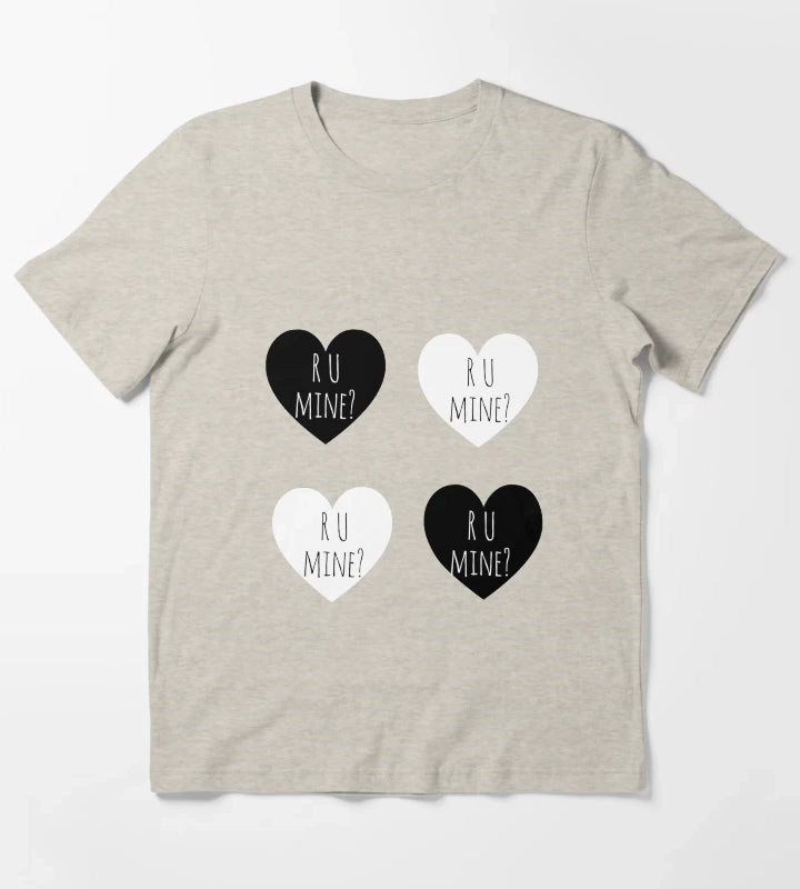 R U Mine hearts sticker pack T-Shirt Cream