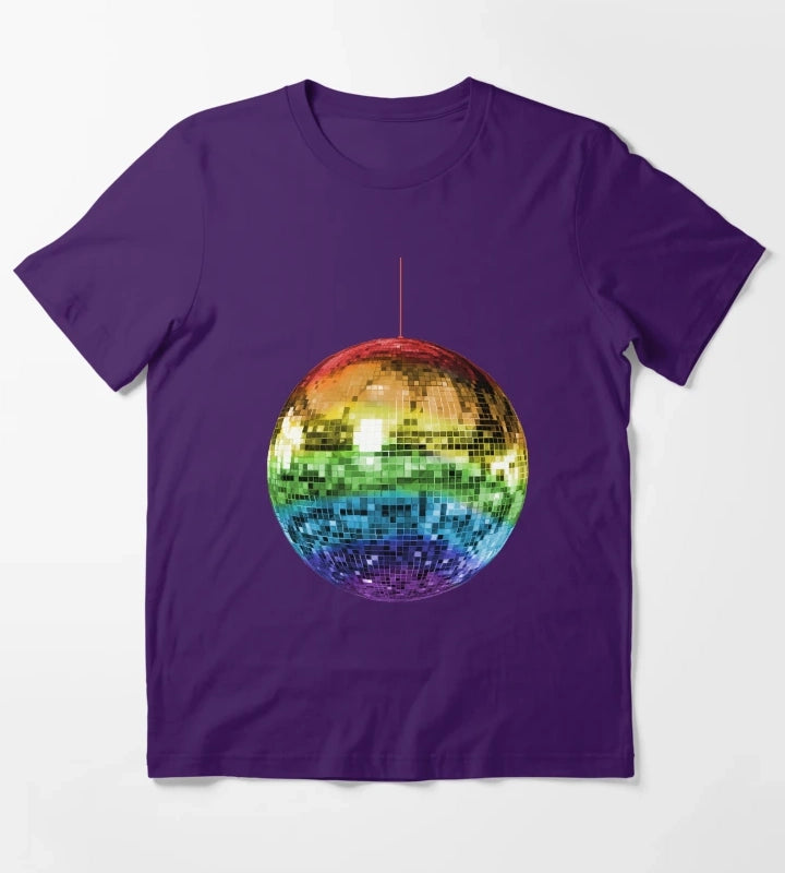 Rainbow 1970s Disco Ball T-Shirt Purple