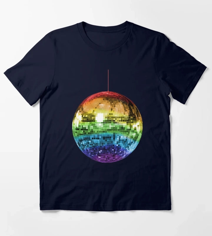 Rainbow 1970s Disco Ball T-Shirt Navy