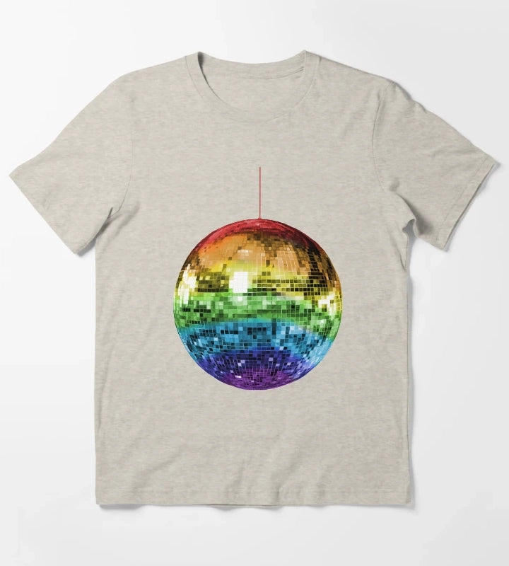 Rainbow 1970s Disco Ball T-Shirt Cream