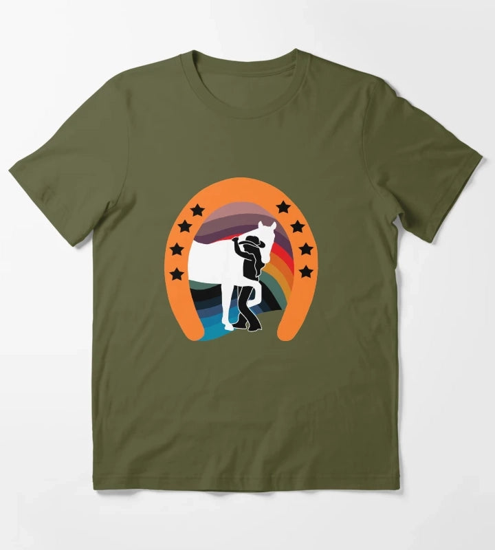 Rainbow Cowgirl T-Shirt Olive Green