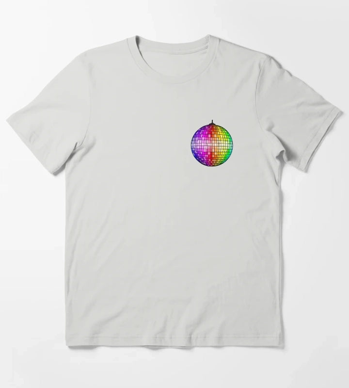 Rainbow Disco Ball T-Shirt Light Grey