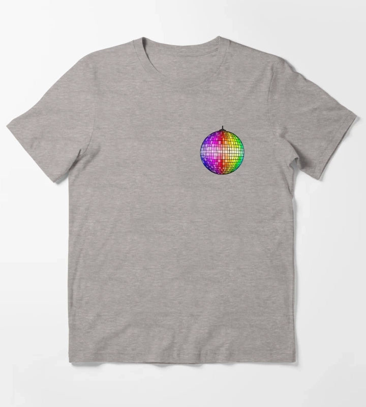 Rainbow Disco Ball T-Shirt Heather Grey