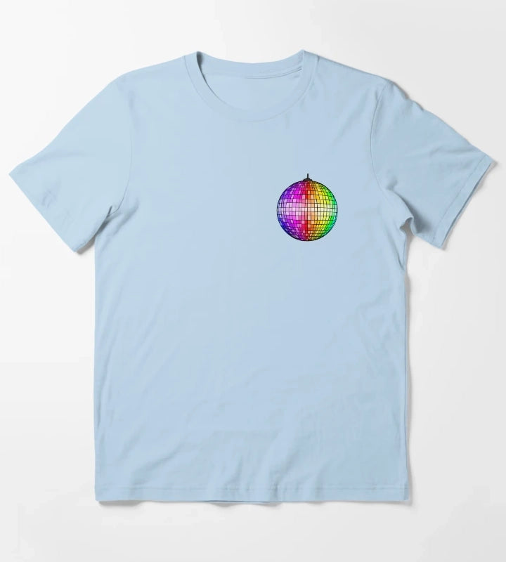 Rainbow Disco Ball T-Shirt Sky Blue