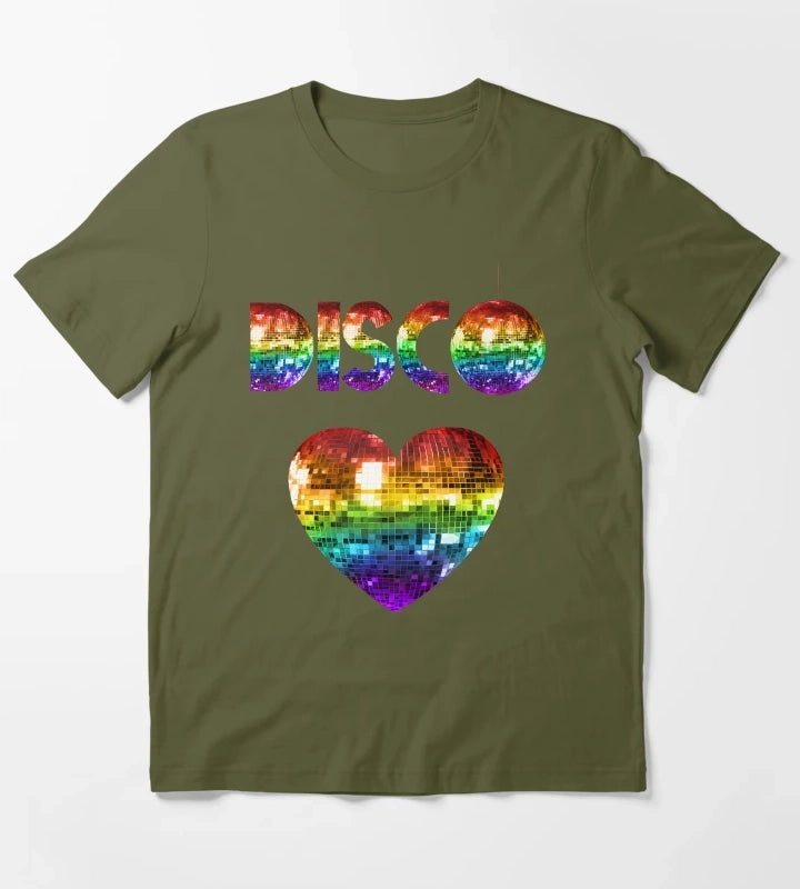 Rainbow Disco Love T-Shirt Olive Green