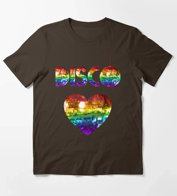 Rainbow Disco Love T-Shirt Brown