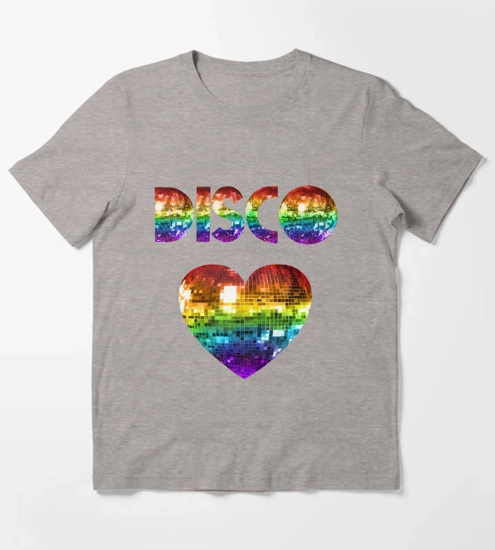 Rainbow Disco Love T-Shirt Heather Grey