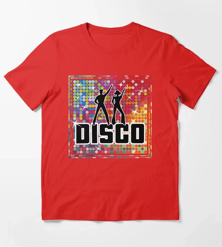 Rainbow Glitter Disco Ball Mosaics Sequin Pattern T-Shirt Red
