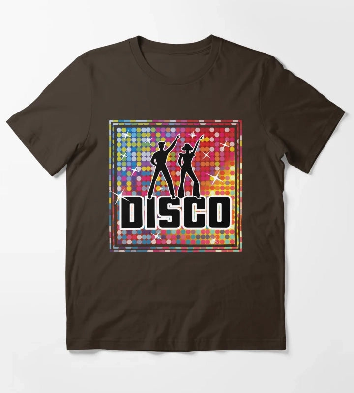 Rainbow Glitter Disco Ball Mosaics Sequin Pattern T-Shirt Brown