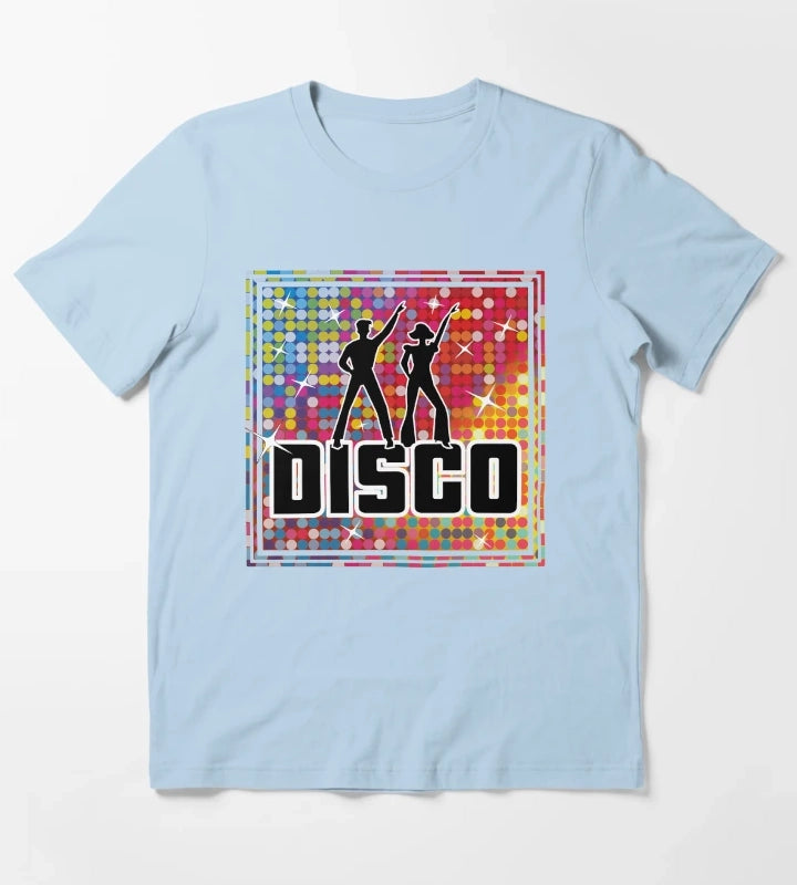 Rainbow Glitter Disco Ball Mosaics Sequin Pattern T-Shirt Sky Blue