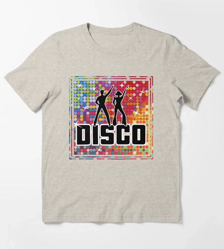 Rainbow Glitter Disco Ball Mosaics Sequin Pattern T-Shirt Cream