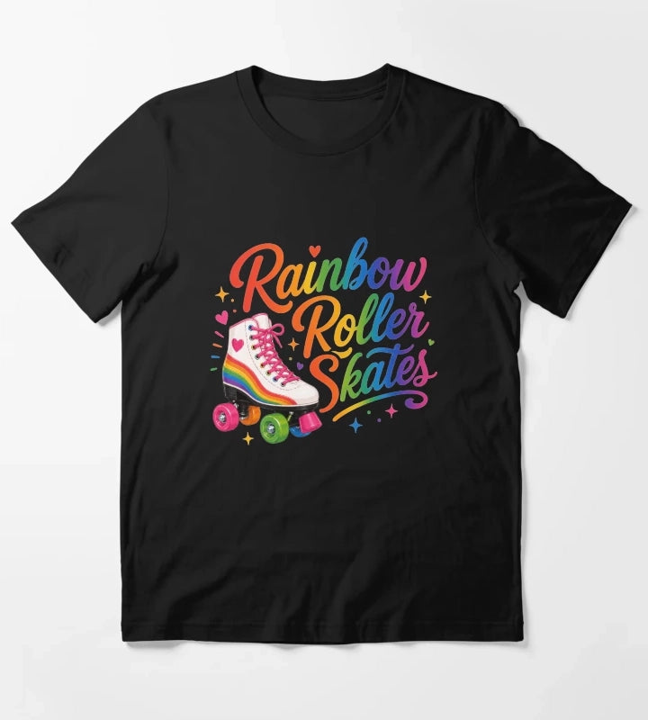 Rainbow Roller Skates Colorful Retro Skating Typography T-Shirt