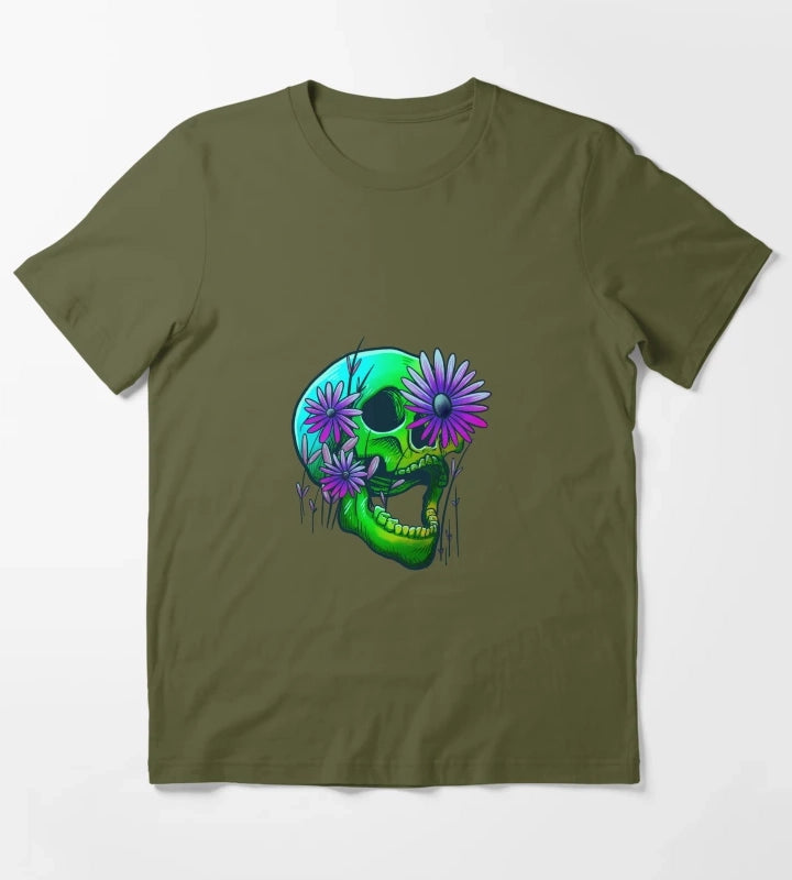 Rainbow Skull T-Shirt Olive Green