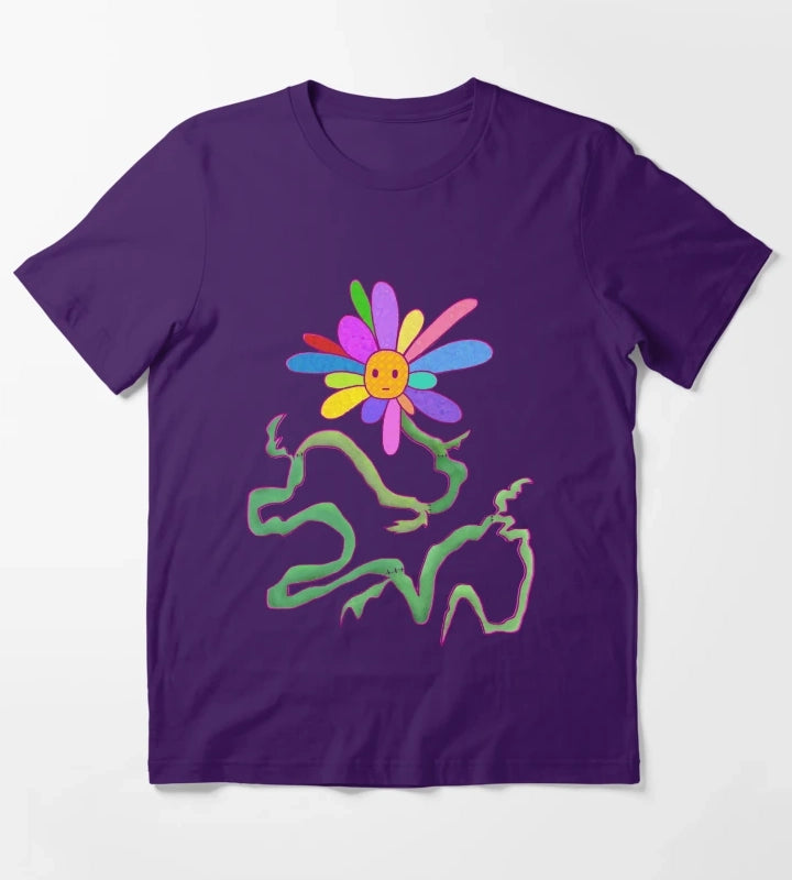 Rainbow SunPatch Flower T-Shirt Purple