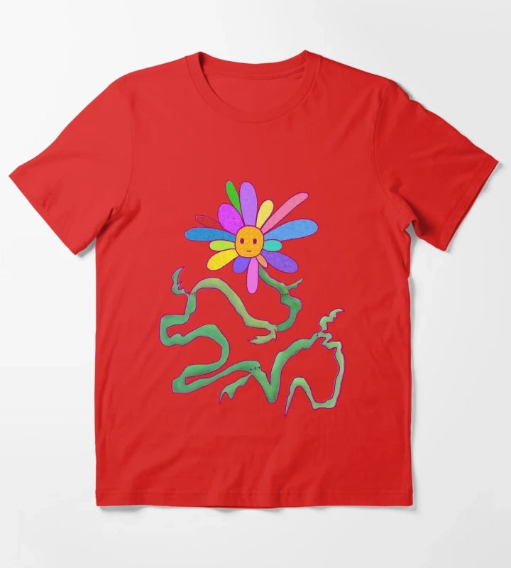Rainbow SunPatch Flower T-Shirt Red