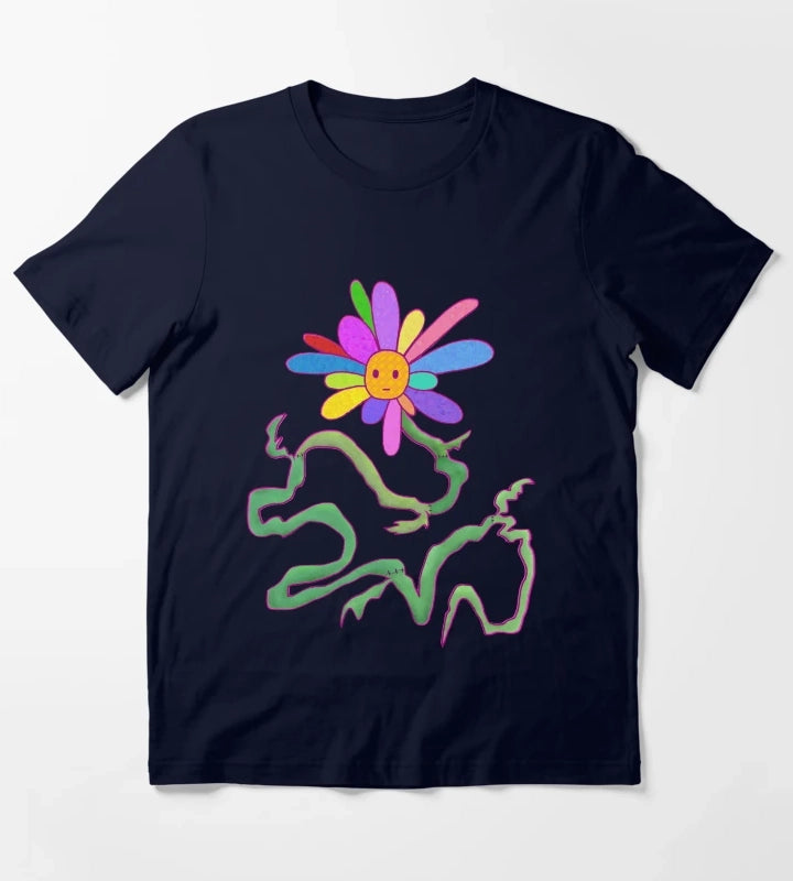 Rainbow SunPatch Flower T-Shirt Navy