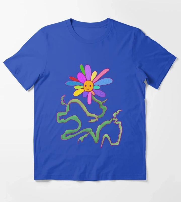 Rainbow SunPatch Flower T-Shirt Blue