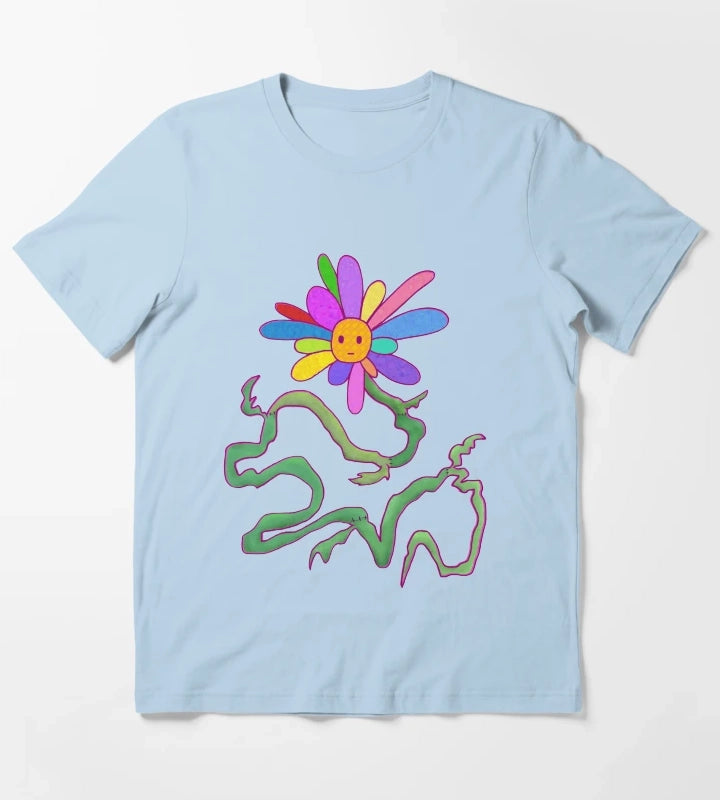 Rainbow SunPatch Flower T-Shirt Sky Blue