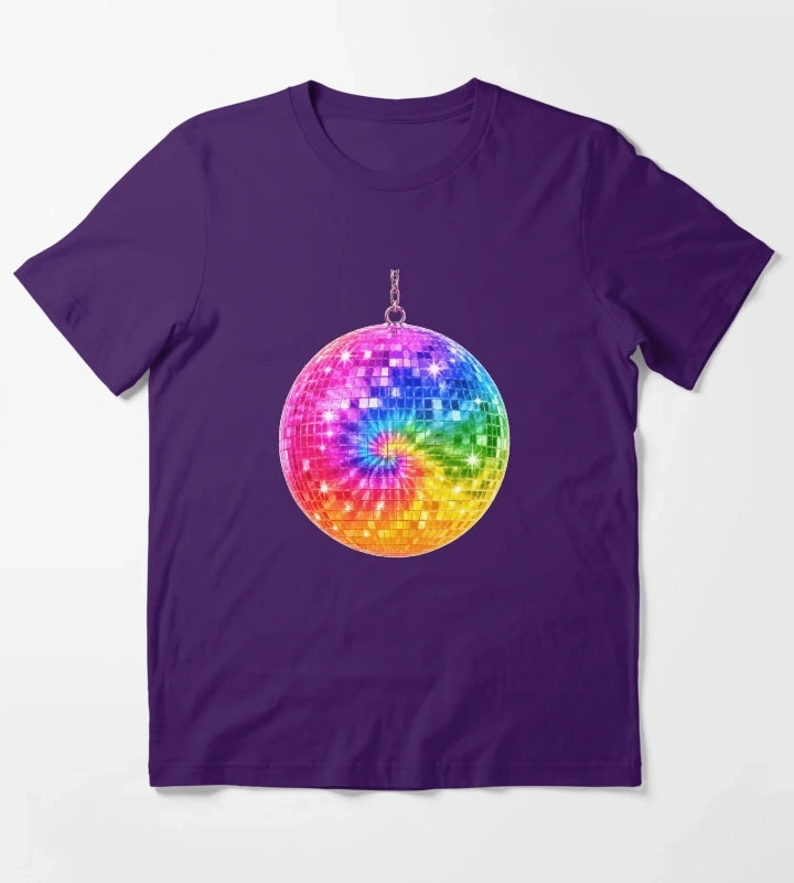 Rainbow TieDye Disco Ball T-Shirt Purple