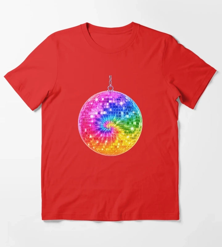 Rainbow TieDye Disco Ball T-Shirt Red