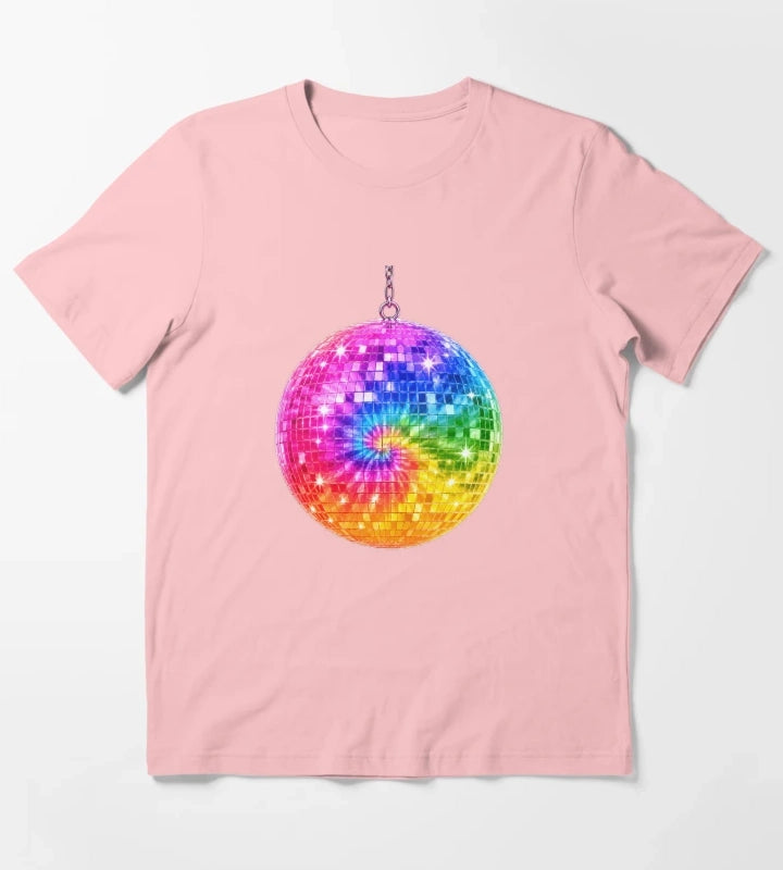 Rainbow TieDye Disco Ball T-Shirt Dark Grey
