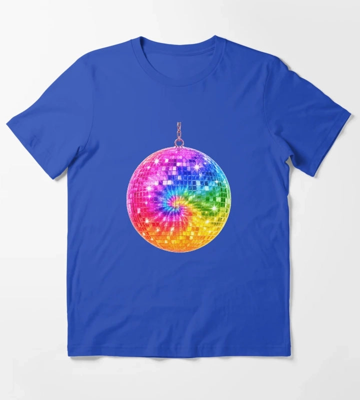 Rainbow TieDye Disco Ball T-Shirt Blue