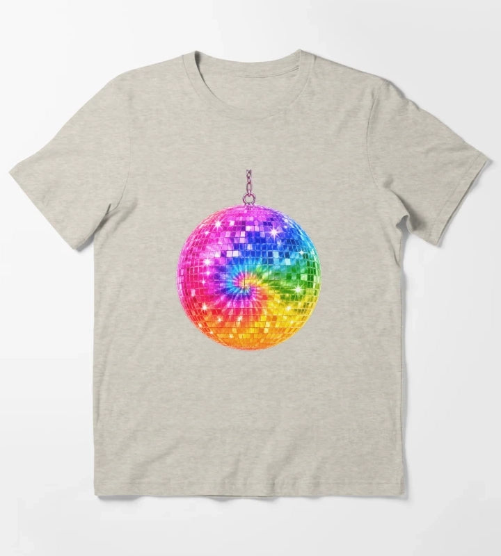 Rainbow TieDye Disco Ball T-Shirt Cream