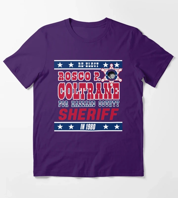 ReElect Sheriff Rosco P Coltrane T-Shirt Purple