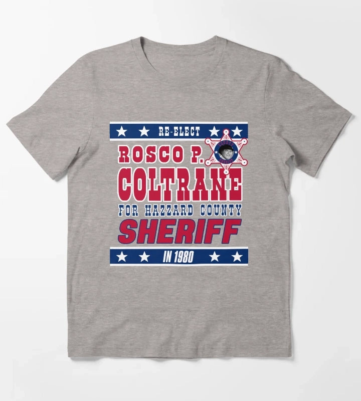 ReElect Sheriff Rosco P Coltrane T-Shirt Heather Grey