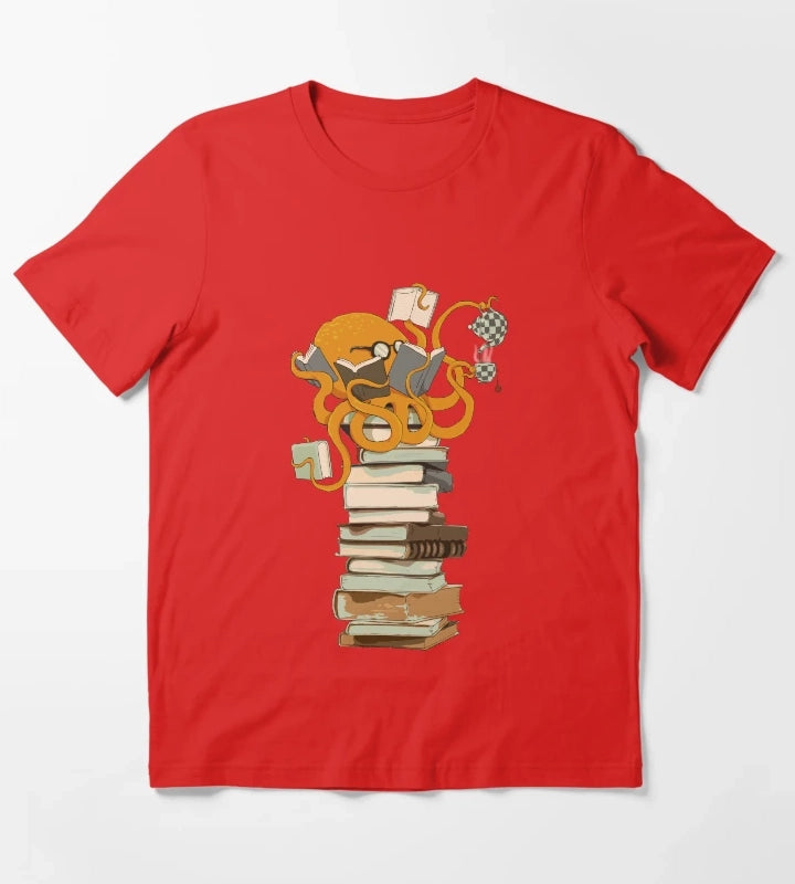 Reading Octopus tea coffee and books gift T-Shirt Red