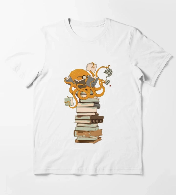 Reading Octopus tea coffee and books gift T-Shirt White
