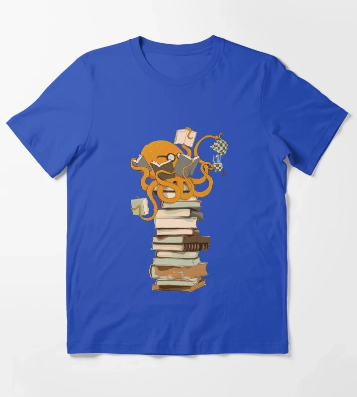 Reading Octopus tea coffee and books gift T-Shirt Blue