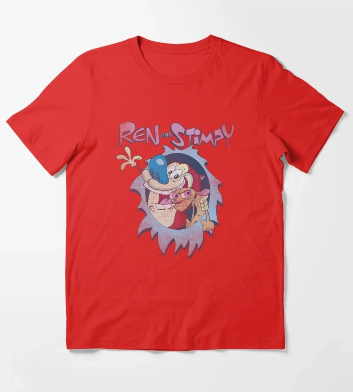 Ren and Stimpy Best Frenemies Title Poster T-Shirt Red
