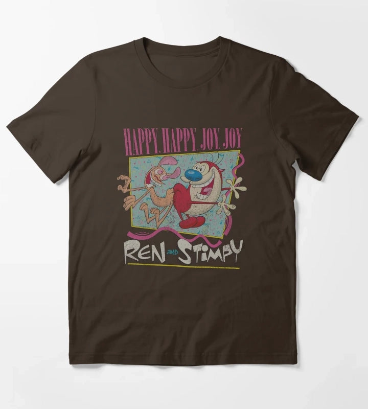 Ren and Stimpy Happy Happy Joy Joy Retro T-Shirt Brown