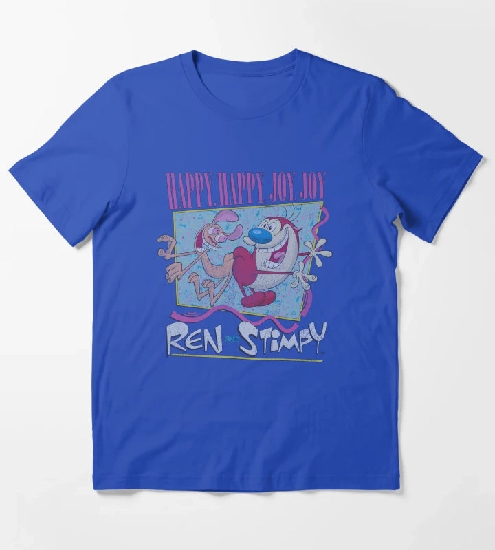 Ren and Stimpy Happy Happy Joy Joy Retro T-Shirt Blue